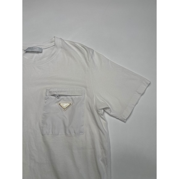 Prada Milano Pocket Logo White Cotton T Shirt Men's Luxury Designer Top Large - Picture 4 of 10